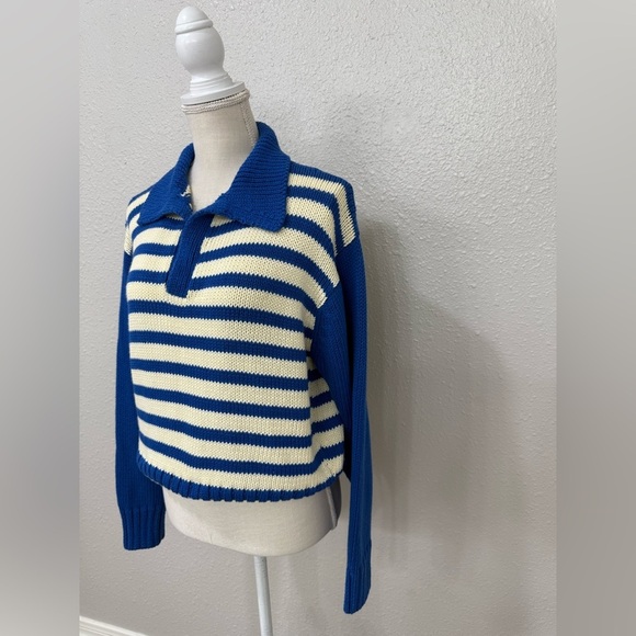 Ciao Lucia Venezia Sweater Striped Blue Collared Knit Size S - Picture 3 of 9